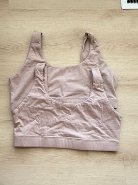 quince organic cotton tank bralette beige tan, women size M